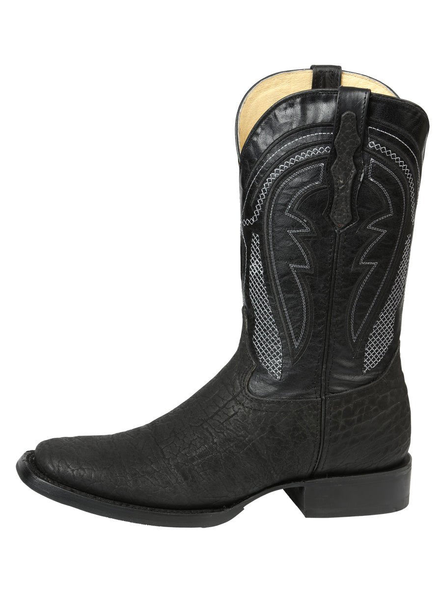 Men’s El General Western Boots - Imitation Bull Neck Black 45666 - BELLEZA'S - Men’s El General Western Boots - Imitation Bull Neck Black 45666 - CABALLERO - 04566601