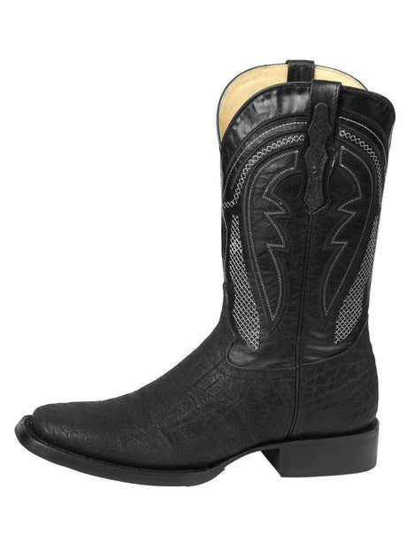 Men’s El General Western Boots - Imitation Bull Neck Black 45666 - BELLEZA'S - Men’s El General Western Boots - Imitation Bull Neck Black 45666 - CABALLERO - 04566601