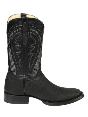 Men’s El General Western Boots - Imitation Bull Neck Black 45666 - BELLEZA'S - Men’s El General Western Boots - Imitation Bull Neck Black 45666 - CABALLERO - 04566601