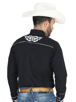Mens El Señor de los Cielos Charro Embroidery Shirt Black/White 40782 - BELLEZA'S - Mens El Señor de los Cielos Charro Embroidery Shirt Black/White 40782 - CABALLERO - 04078201