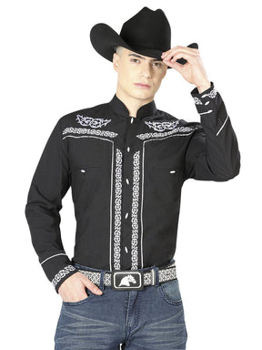Mens El Señor de los Cielos Charro Embroidery Shirt Black/White 40782 - BELLEZA'S - Mens El Señor de los Cielos Charro Embroidery Shirt Black/White 40782 - CABALLERO - 04078201