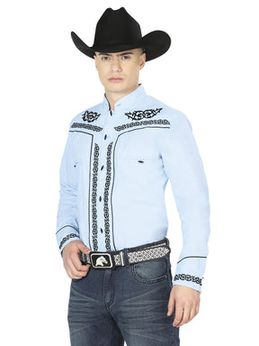 Mens El Señor de los Cielos Charro Embroidery Shirt Blue/Black 40785 - BELLEZA'S - Mens El Señor de los Cielos Charro Embroidery Shirt Blue/Black 40785 - CABALLERO - 04078501