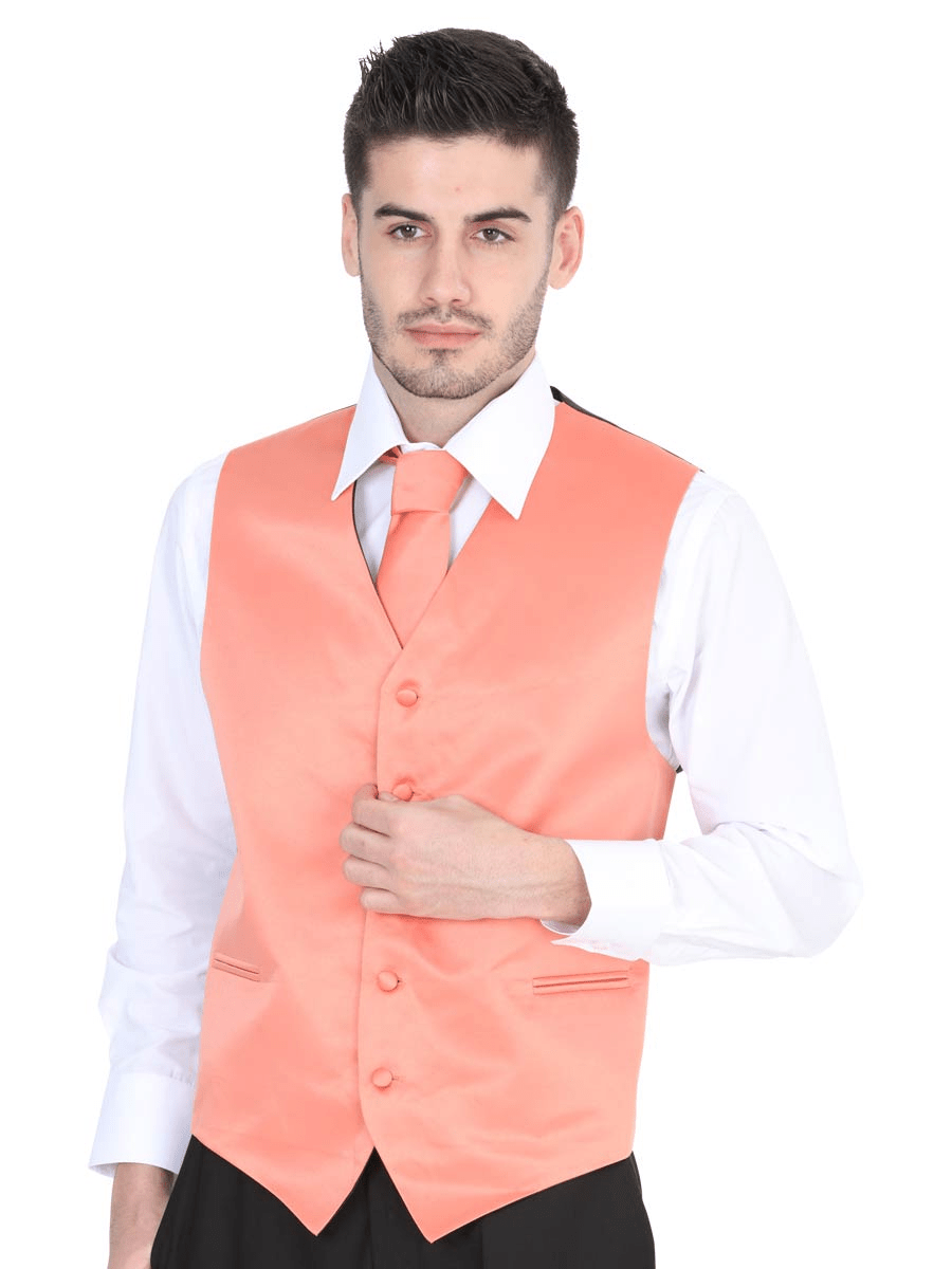 Men's Elegant Vest 'El General' Coral Color 40322 - BELLEZA'S - Men's Elegant Vest 'El General' Coral Color 40322 - Men's Vests - 40322 S