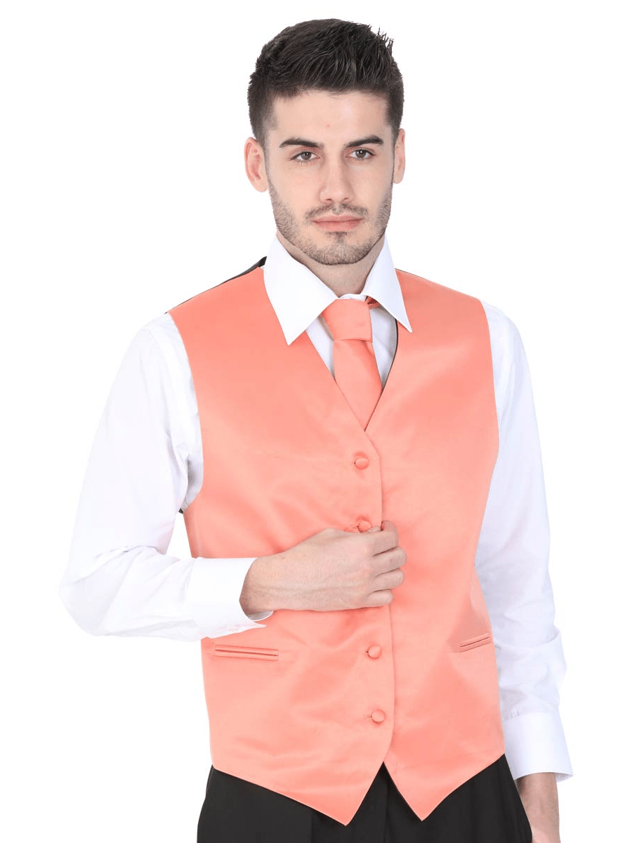 Men's Elegant Vest 'El General' Coral Color 40322 - BELLEZA'S - Men's Elegant Vest 'El General' Coral Color 40322 - Men's Vests - 40322 S