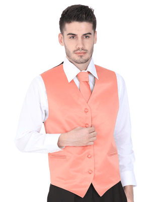 Men's Elegant Vest 'El General' Coral Color 40322 - BELLEZA'S - Men's Elegant Vest 'El General' Coral Color 40322 - Men's Vests - 40322 S