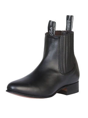 Men's Genuine Leather Classic Charro Boots 'El Canelo' Atlas Black Color 232 - BELLEZA'S - Men's Genuine Leather Classic Charro Boots 'El Canelo' Atlas Black Color 232 - Men's Ankle Boots - 00023201