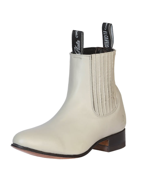 Men's Genuine Leather Classic Pull - On Chelsea Charro Ankle Boots 'El Canelo' Oyster 233 - BELLEZA'S - Men's Genuine Leather Classic Pull - On Chelsea Charro Ankle Boots 'El Canelo' Oyster 233 - Men's Ankle Boots - 00023301