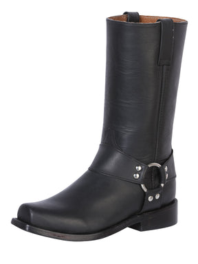 Men's Genuine Leather Cowhide Snout Classic Biker Boots 'El General' Waxy Black Color 134 - BELLEZA'S - Men's Genuine Leather Cowhide Snout Classic Biker Boots 'El General' Waxy Black Color 134 - Men's Boot - 00013401