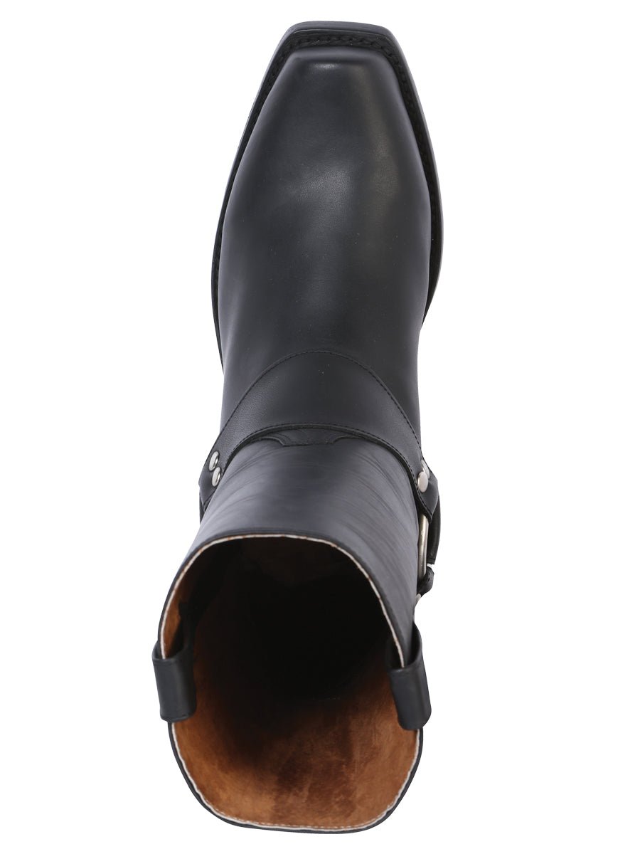 Men's Genuine Leather Cowhide Snout Classic Biker Boots 'El General' Waxy Black Color 134 - BELLEZA'S - Men's Genuine Leather Cowhide Snout Classic Biker Boots 'El General' Waxy Black Color 134 - Men's Boot - 00013401