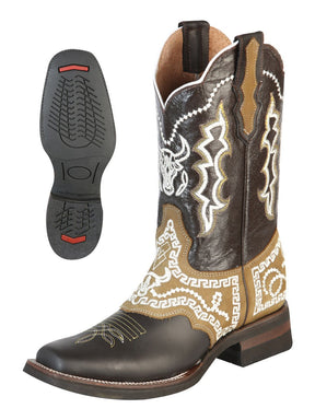 Men's Genuine Leather Embroidered Rodeo Western Cowboy Boots 'El General' 51110 - BELLEZA'S - Men's Genuine Leather Embroidered Rodeo Western Cowboy Boots 'El General' 51110 - Men's Boot - 05111001