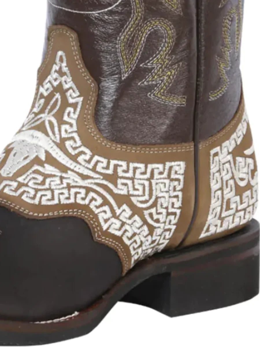 Men's Genuine Leather Embroidered Saddle Western Cowboy Boots 'El General' Choco 33309 - BELLEZA'S - Men's Genuine Leather Embroidered Saddle Western Cowboy Boots 'El General' Choco 33309 - Men's Boot - 33309 6
