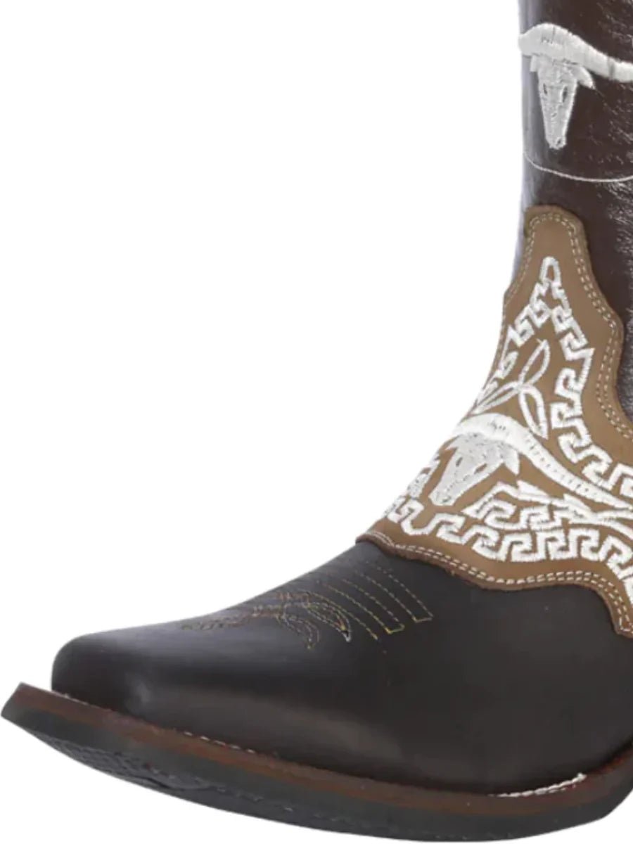 Men's Genuine Leather Embroidered Saddle Western Cowboy Boots 'El General' Choco 33309 - BELLEZA'S - Men's Genuine Leather Embroidered Saddle Western Cowboy Boots 'El General' Choco 33309 - Men's Boot - 33309 6