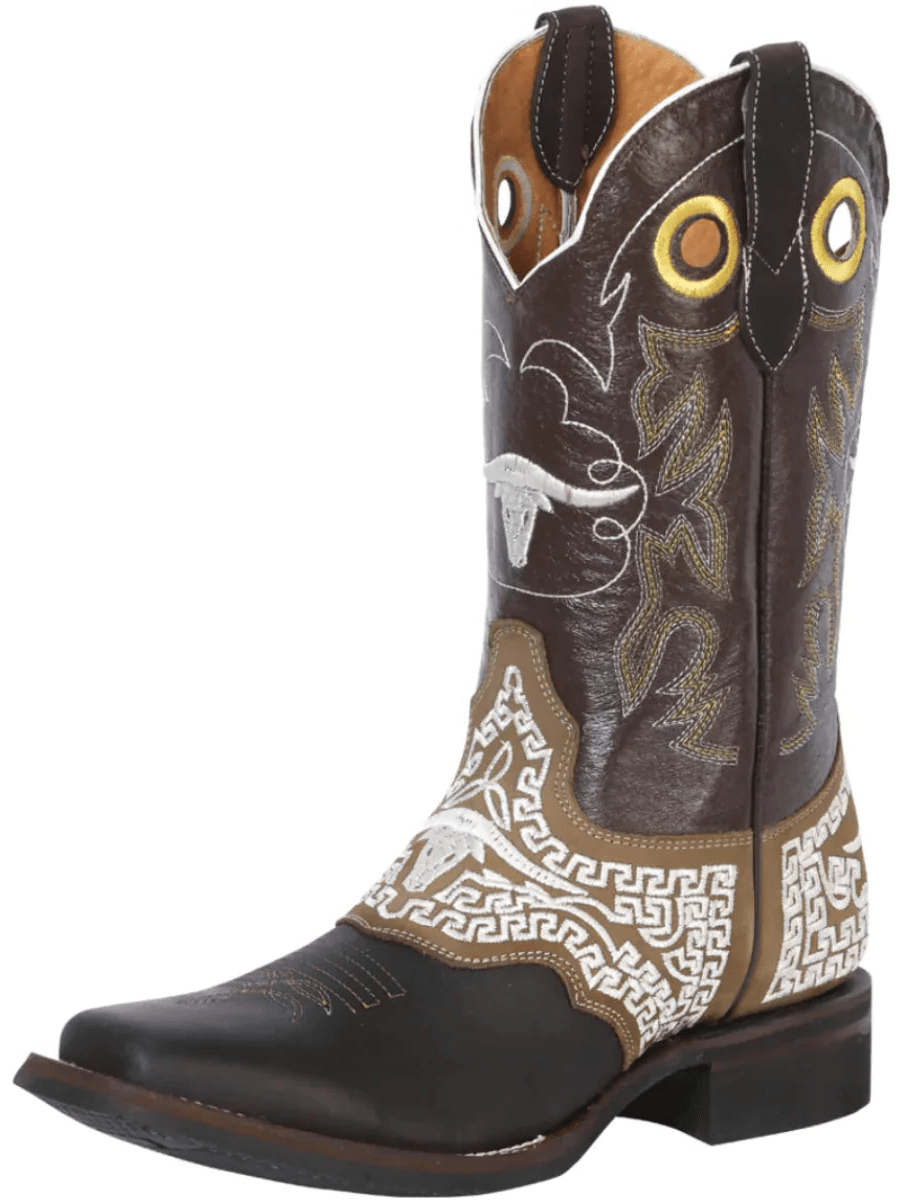 Men's Genuine Leather Embroidered Saddle Western Cowboy Boots 'El General' Choco 33309 - BELLEZA'S - Men's Genuine Leather Embroidered Saddle Western Cowboy Boots 'El General' Choco 33309 - Men's Boot - 33309 6