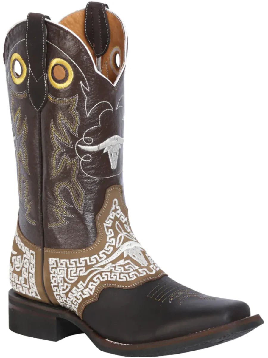 Men's Genuine Leather Embroidered Saddle Western Cowboy Boots 'El General' Choco 33309 - BELLEZA'S - Men's Genuine Leather Embroidered Saddle Western Cowboy Boots 'El General' Choco 33309 - Men's Boot - 33309 6