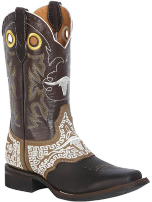 Men's Genuine Leather Embroidered Saddle Western Cowboy Boots 'El General' Choco 33309 - BELLEZA'S - Men's Genuine Leather Embroidered Saddle Western Cowboy Boots 'El General' Choco 33309 - Men's Boot - 33309 6