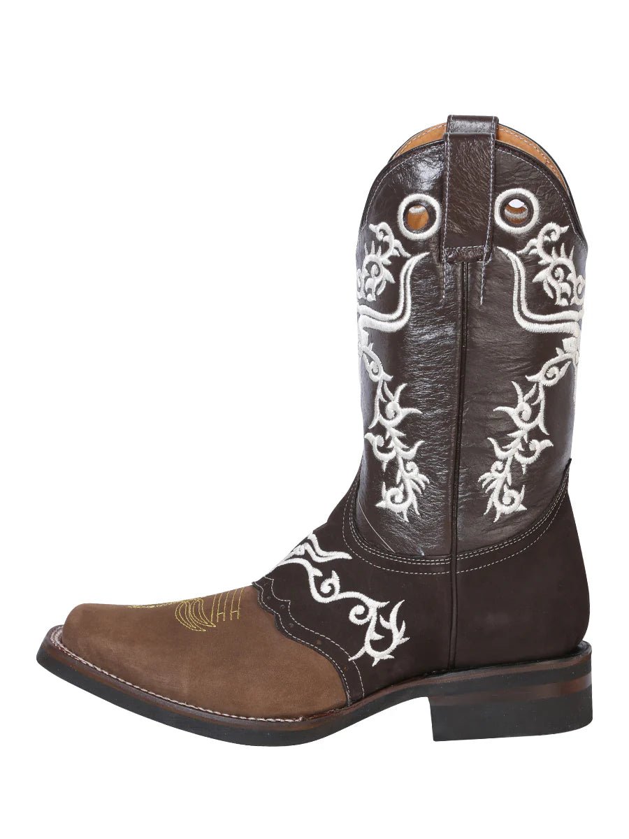 Men's Genuine Leather Embroidered Saddle Western Cowboy Boots 'El General' Choco 34311 - BELLEZA'S - Men's Genuine Leather Embroidered Saddle Western Cowboy Boots 'El General' Choco 34311 - Men's Boot - 34311 6