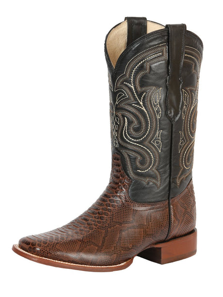 Men's Genuine Leather Imitation Python Rodeo Cowboy Boots 'El General' Coffee 45437 - BELLEZA'S - Men's Genuine Leather Imitation Python Rodeo Cowboy Boots 'El General' Coffee 45437 - Men's Boot - 04543701