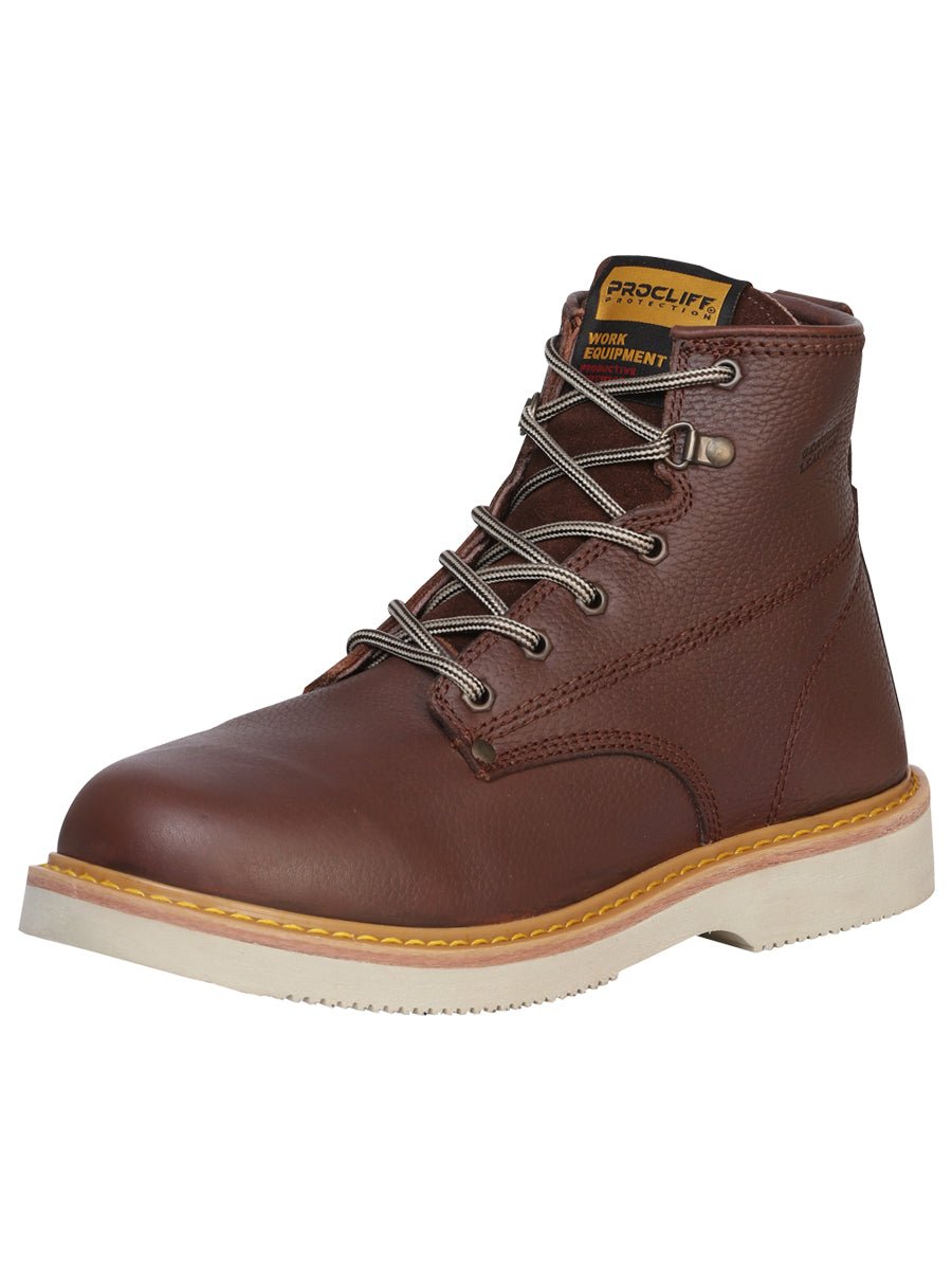 Men's Genuine Leather Lace - Up Soft Toe Work Shoe 'Procliff' Walnut 35211 - BELLEZA'S - Men's Genuine Leather Lace - Up Soft Toe Work Shoe 'Procliff' Walnut 35211 - Men's Work Shoes - 03521101