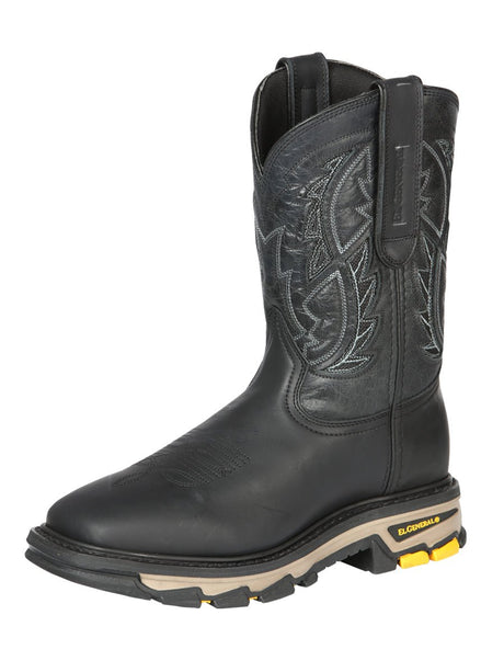 Men's Genuine Leather Pull - On Soft Toe Western Work Boots 'El General' 44694 - BELLEZA'S - Men's Genuine Leather Pull - On Soft Toe Western Work Boots 'El General' 44694 - Men's Work Boot - 04469401