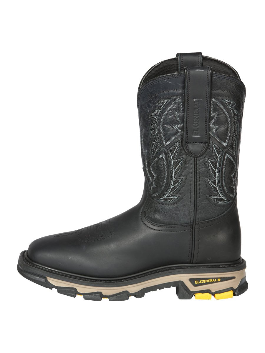 Men's Genuine Leather Pull - On Soft Toe Western Work Boots 'El General' 44694 - BELLEZA'S - Men's Genuine Leather Pull - On Soft Toe Western Work Boots 'El General' 44694 - Men's Work Boot - 04469401