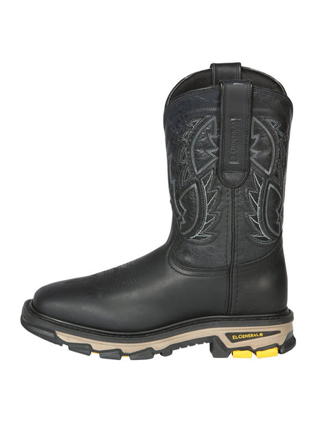 Men's Genuine Leather Pull - On Soft Toe Western Work Boots 'El General' 44694 - BELLEZA'S - Men's Genuine Leather Pull - On Soft Toe Western Work Boots 'El General' 44694 - Men's Work Boot - 04469401