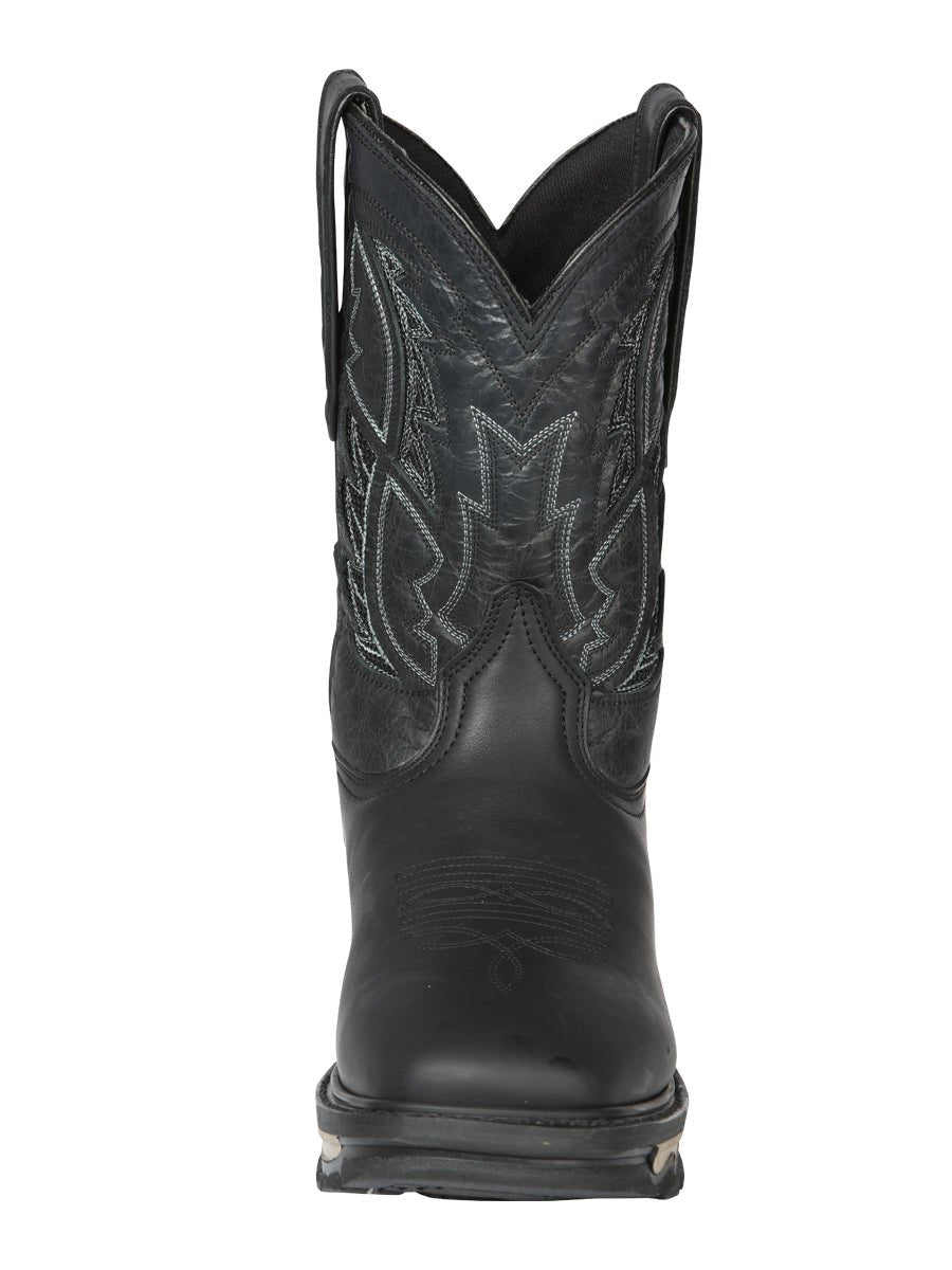 Men's Genuine Leather Pull - On Soft Toe Western Work Boots 'El General' 44694 - BELLEZA'S - Men's Genuine Leather Pull - On Soft Toe Western Work Boots 'El General' 44694 - Men's Work Boot - 04469401