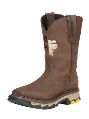 Men's Genuine Leather Pull - On Soft Toe Western Work Boots 'El General' 44696 - BELLEZA'S - Men's Genuine Leather Pull - On Soft Toe Western Work Boots 'El General' 44696 - Men's Work Boot - 04469601