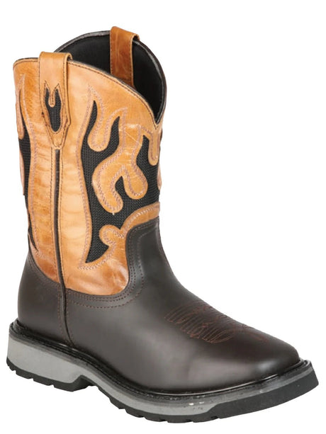 Men's Genuine Leather Pull - On Soft Toe Western Work Boots 'El General' 51276 - BELLEZA'S - Men's Genuine Leather Pull - On Soft Toe Western Work Boots 'El General' 51276 - Men's Work Boot - 05127601
