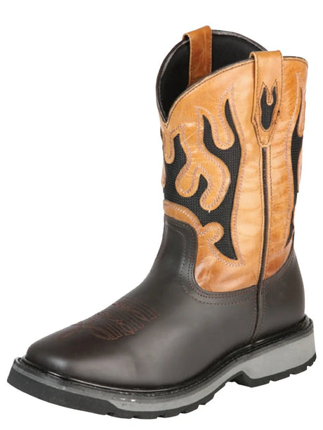 Men's Genuine Leather Pull - On Soft Toe Western Work Boots 'El General' 51276 - BELLEZA'S - Men's Genuine Leather Pull - On Soft Toe Western Work Boots 'El General' 51276 - Men's Work Boot - 05127601