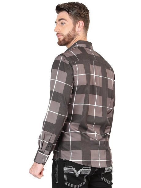 Men's Gray Printed Long Sleeve Western Shirt 'El Señor de los Cielos' 44602 - BELLEZA'S - Men's Gray Printed Long Sleeve Western Shirt 'El Señor de los Cielos' 44602 - Men's Shirt - 04460201