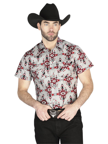 Men's Gray Short Sleeve Shirt Western Cowboy El Señor De Los Cielos 44446 - BELLEZA'S - Men's Gray Short Sleeve Shirt Western Cowboy El Señor De Los Cielos 44446 - Men's Shirt - 04444601