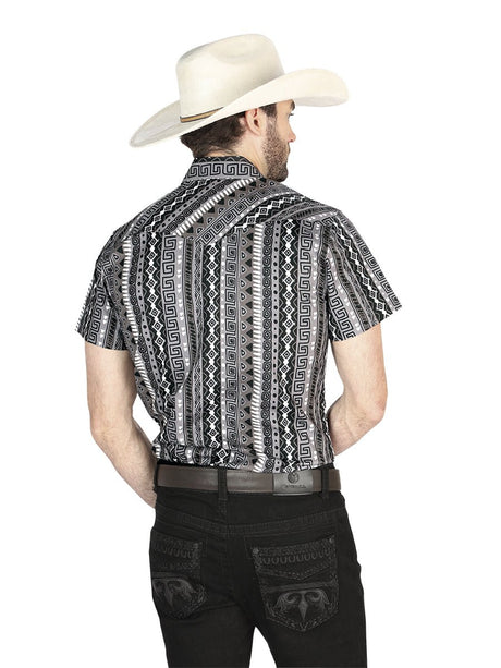 Men's Gray Short Sleeve Shirt Western Cowboy El Señor De Los Cielos 44457 - BELLEZA'S - Men's Gray Short Sleeve Shirt Western Cowboy El Señor De Los Cielos 44457 - Men's Shirt - 04445701