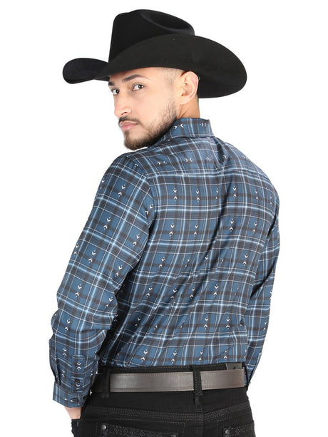Men's Gray/Blue Printed Long Sleeve Western Shirt 'El Señor de los Cielos' 44706 - BELLEZA'S - Men's Gray/Blue Printed Long Sleeve Western Shirt 'El Señor de los Cielos' 44706 - Men's Shirt - 04470601