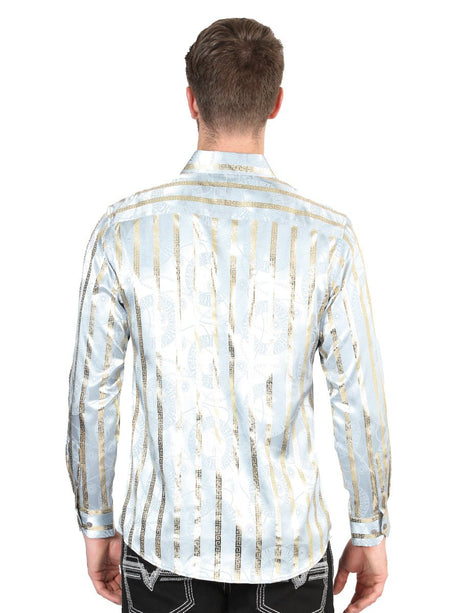 Men's Grey/Gold Printed Long Sleeve Western Shirt 'El Señor de los Cielos' 44578 - BELLEZA'S - Men's Grey/Gold Printed Long Sleeve Western Shirt 'El Señor de los Cielos' 44578 - Men's Shirt - 04457801