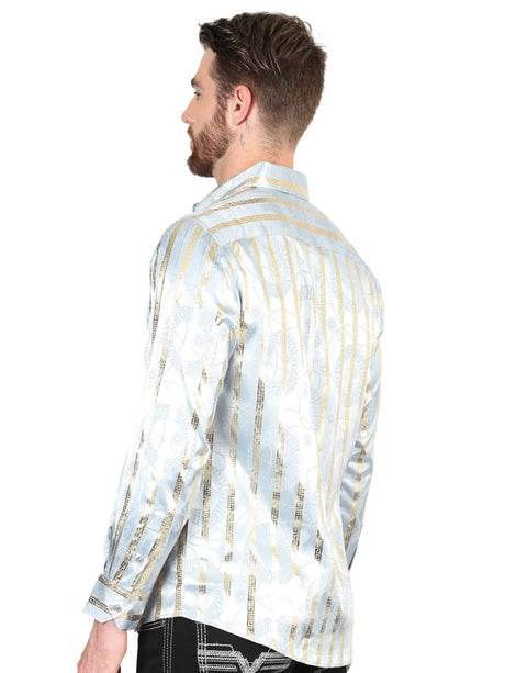 Men's Grey/Gold Printed Long Sleeve Western Shirt 'El Señor de los Cielos' 44578 - BELLEZA'S - Men's Grey/Gold Printed Long Sleeve Western Shirt 'El Señor de los Cielos' 44578 - Men's Shirt - 04457801