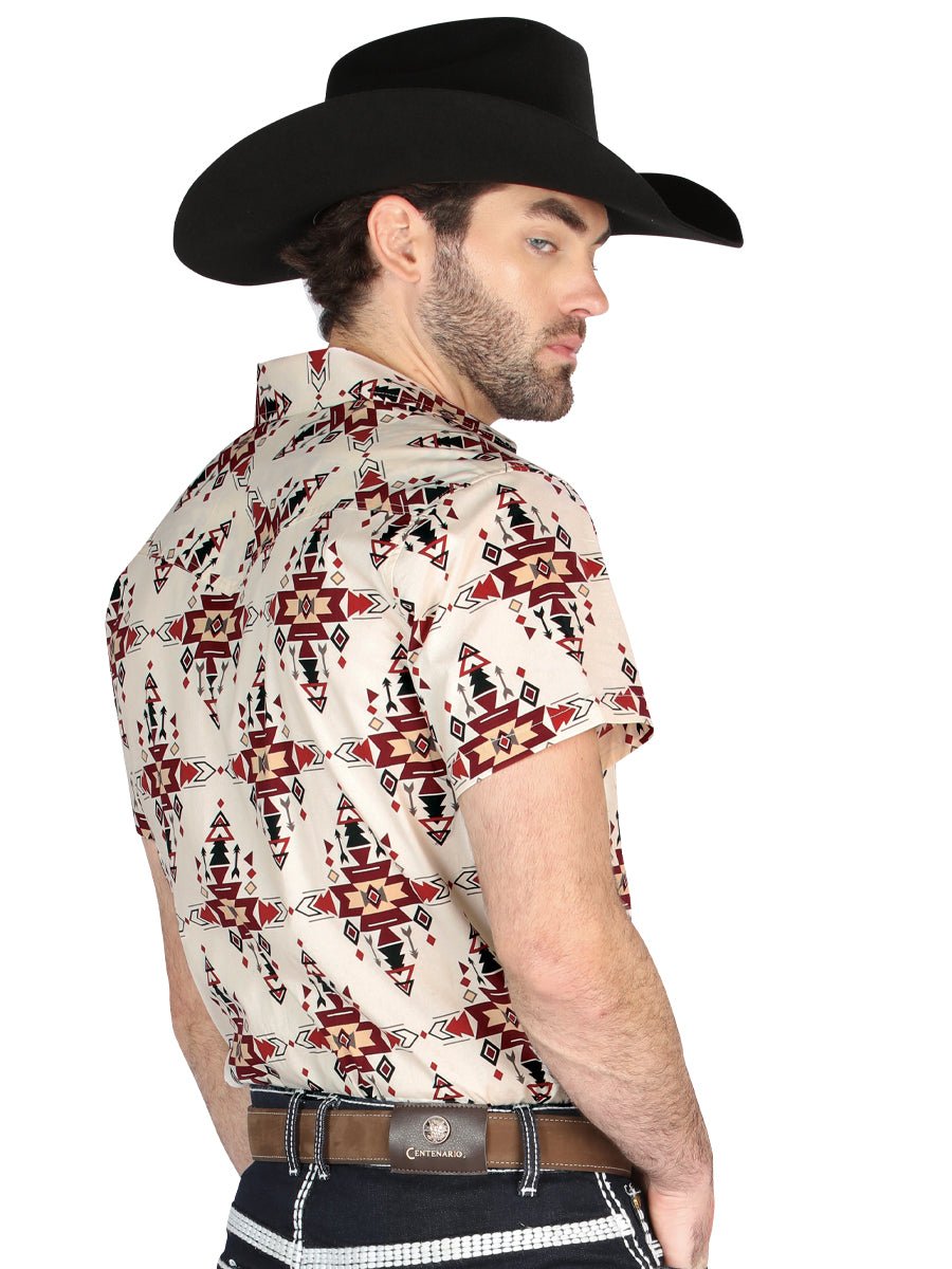 Men's Ivory Short Sleeve Shirt Western Cowboy El Señor De Los Cielos 44448 - BELLEZA'S - Men's Ivory Short Sleeve Shirt Western Cowboy El Señor De Los Cielos 44448 - Men's Shirt - 04444801