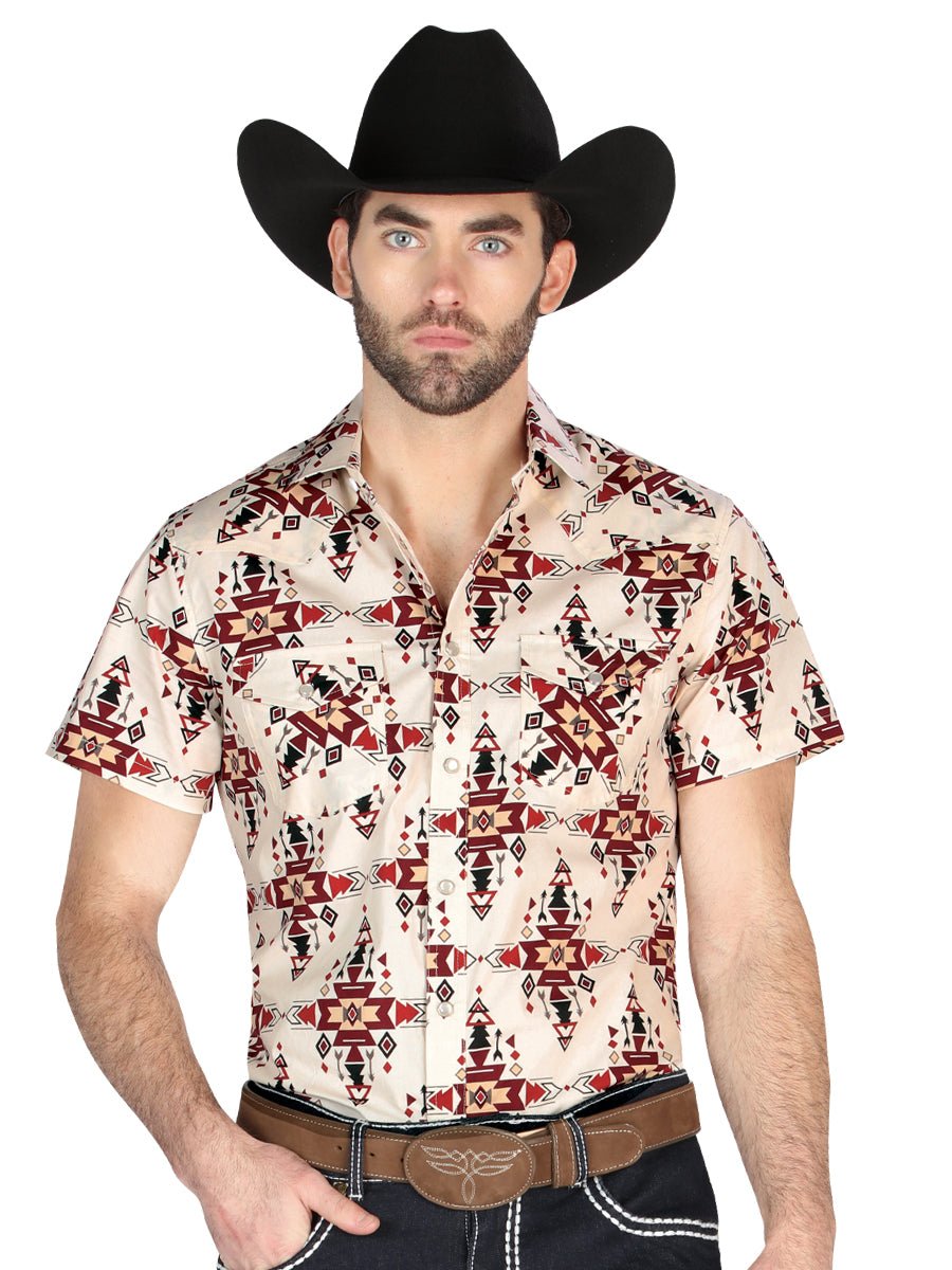 Men's Ivory Short Sleeve Shirt Western Cowboy El Señor De Los Cielos 44448 - BELLEZA'S - Men's Ivory Short Sleeve Shirt Western Cowboy El Señor De Los Cielos 44448 - Men's Shirt - 04444801