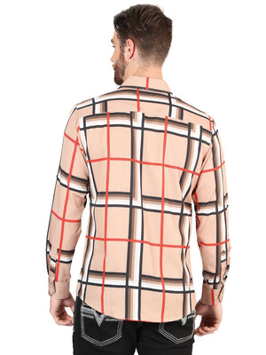 Men's Khaki Printed Long Sleeve Western Shirt 'El Señor de los Cielos' 44604 - BELLEZA'S - Men's Khaki Printed Long Sleeve Western Shirt 'El Señor de los Cielos' 44604 - Men's Shirt - 04460401