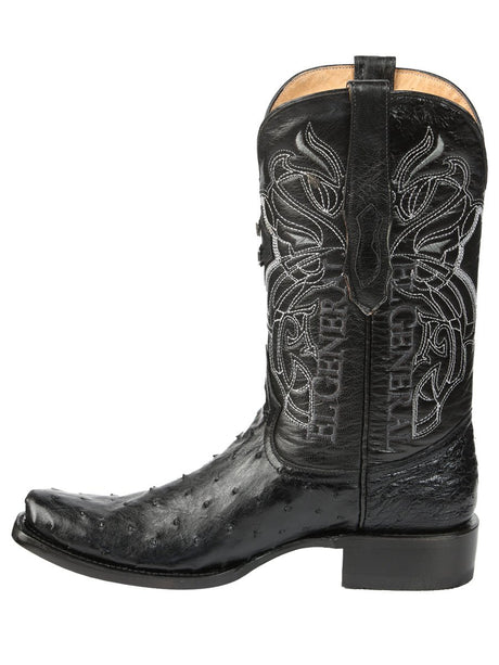 Men's Leather Full Quill Ostrich Exotic Cowboy Boots 'El General' Black 45515 - BELLEZA'S - Men's Leather Full Quill Ostrich Exotic Cowboy Boots 'El General' Black 45515 - Men's Boot - 04551501
