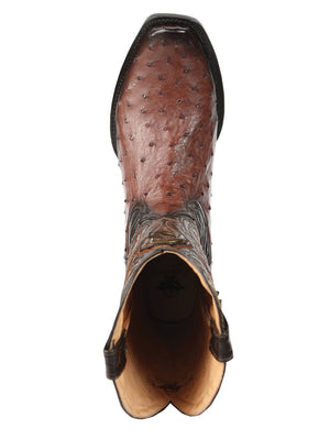 Men's Leather Full Quill Ostrich Exotic Cowboy Boots 'El General' Brown 45516 - BELLEZA'S - Men's Leather Full Quill Ostrich Exotic Cowboy Boots 'El General' Brown 45516 - Men's Boot - 04551601