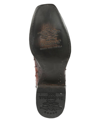 Men's Leather Full Quill Ostrich Exotic Cowboy Boots 'El General' Brown 45516 - BELLEZA'S - Men's Leather Full Quill Ostrich Exotic Cowboy Boots 'El General' Brown 45516 - Men's Boot - 04551601