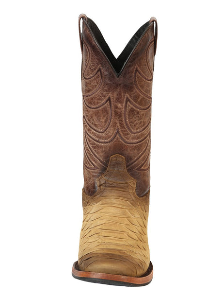 Men's Leather Imitation Python Exotic Rodeo Cowboy Boots 'El General' Honey 45563 - BELLEZA'S - Men's Leather Imitation Python Exotic Rodeo Cowboy Boots 'El General' Honey 45563 - Men's Boot - 04556301