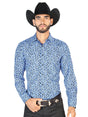 Men's Light Blue Print Long Sleeve Western Shirt 'El Señor de los Cielos' 126266 - BELLEZA'S - Men's Light Blue Print Long Sleeve Western Shirt 'El Señor de los Cielos' 126266 - Men's Shirt - 12626601