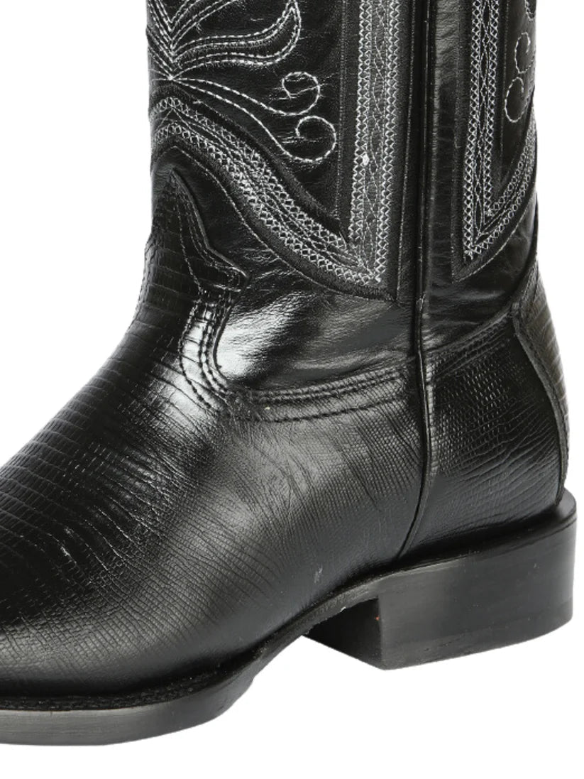 Men's Lizard Print Cow Leather Western Cowboy Rodeo Boots 'El General' *BLACK-44666* - BELLEZA'S - Men's Lizard Print Cow Leather Western Cowboy Rodeo Boots 'El General' *BLACK-44666* - Bota Para Hombre - 44666 6
