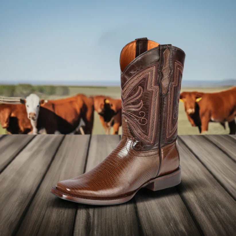 Men's Lizard Print Cow Leather Western Cowboy Rodeo Boots 'El General' *COFFE-44674* - BELLEZA'S - Men's Lizard Print Cow Leather Western Cowboy Rodeo Boots 'El General' *COFFE-44674* - Bota Para Hombre - 44674 6