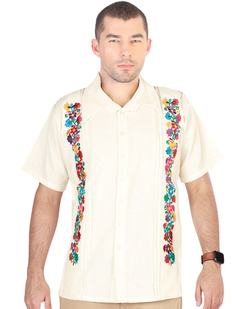 Men's Mexican Embroidered Guayabera Shirt 100% Cotton Beige 603112 - BELLEZA'S - Men's Mexican Embroidered Guayabera Shirt 100% Cotton Beige 603112 - Men's Shirt Guayabera - 60311201