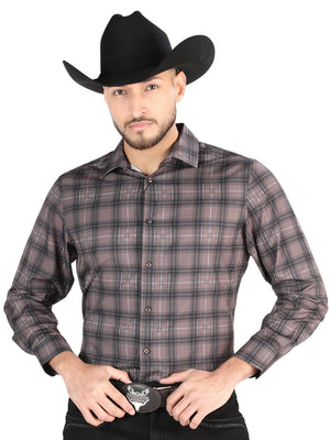 Men's Mocha/Olive Printed Long Sleeve Western Shirt 'El Señor de los Cielos' 44712 - BELLEZA'S - Men's Mocha/Olive Printed Long Sleeve Western Shirt 'El Señor de los Cielos' 44712 - Men's Shirt - 04471201