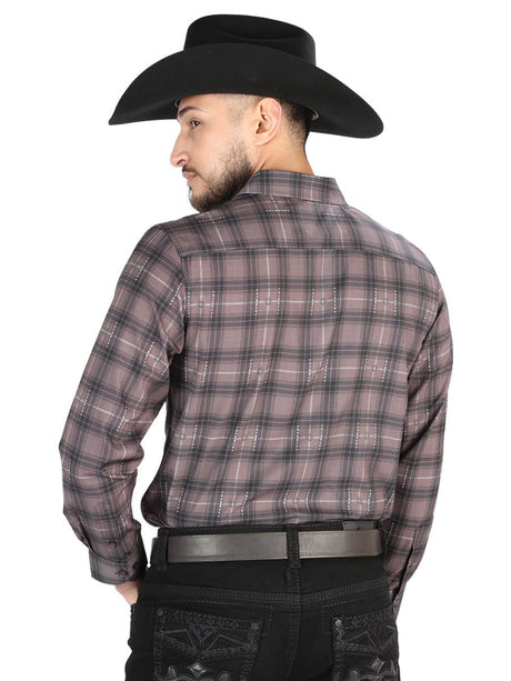 Men's Mocha/Olive Printed Long Sleeve Western Shirt 'El Señor de los Cielos' 44712 - BELLEZA'S - Men's Mocha/Olive Printed Long Sleeve Western Shirt 'El Señor de los Cielos' 44712 - Men's Shirt - 04471201