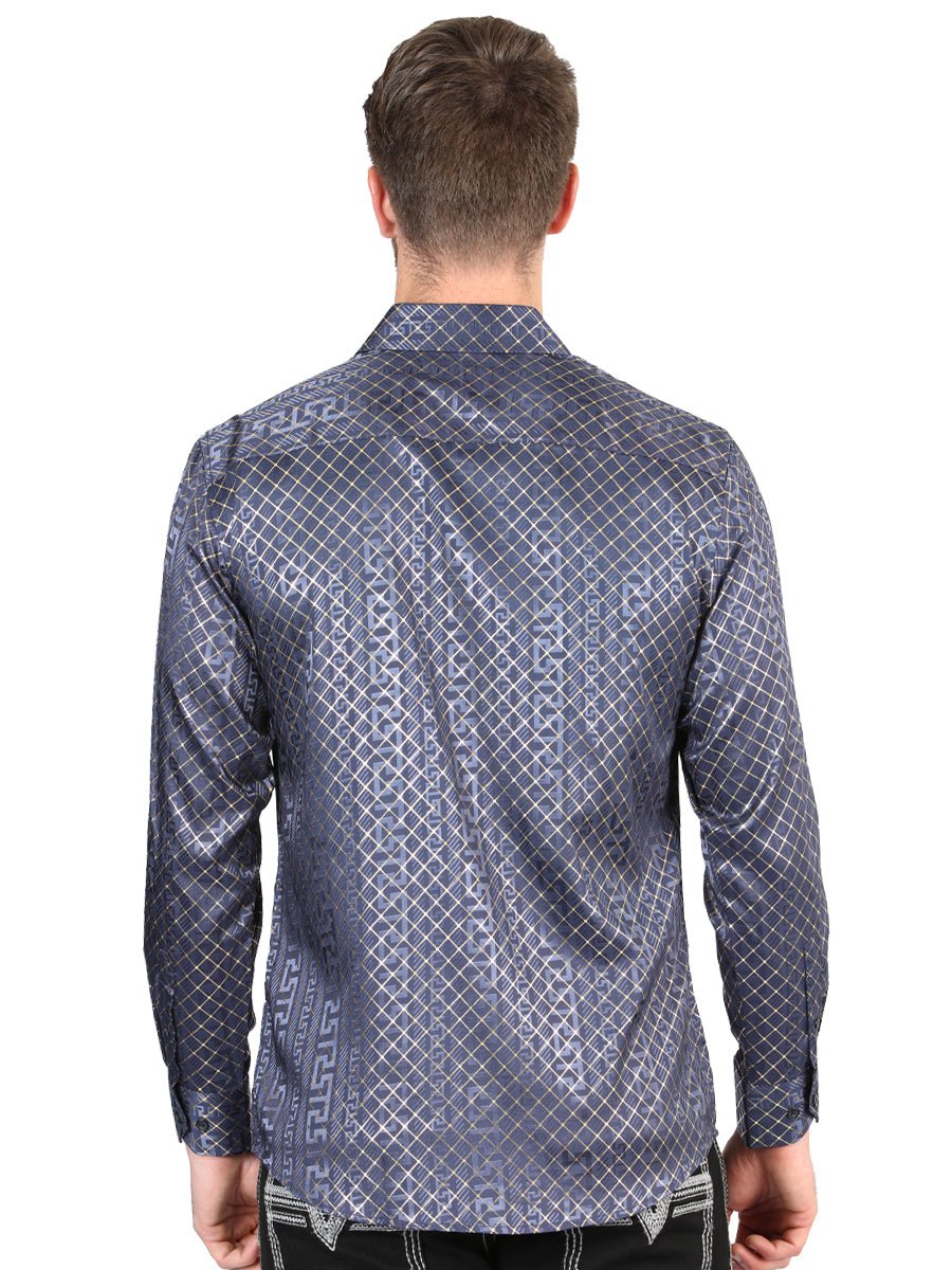 Men's Navy Printed Long Sleeve Western Shirt 'El Señor de los Cielos' 44551 - BELLEZA'S - Men's Navy Printed Long Sleeve Western Shirt 'El Señor de los Cielos' 44551 - Men's Shirt - 04455101