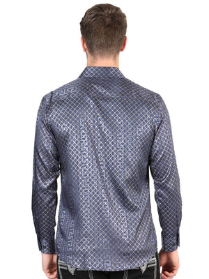 Men's Navy Printed Long Sleeve Western Shirt 'El Señor de los Cielos' 44551 - BELLEZA'S - Men's Navy Printed Long Sleeve Western Shirt 'El Señor de los Cielos' 44551 - Men's Shirt - 04455101